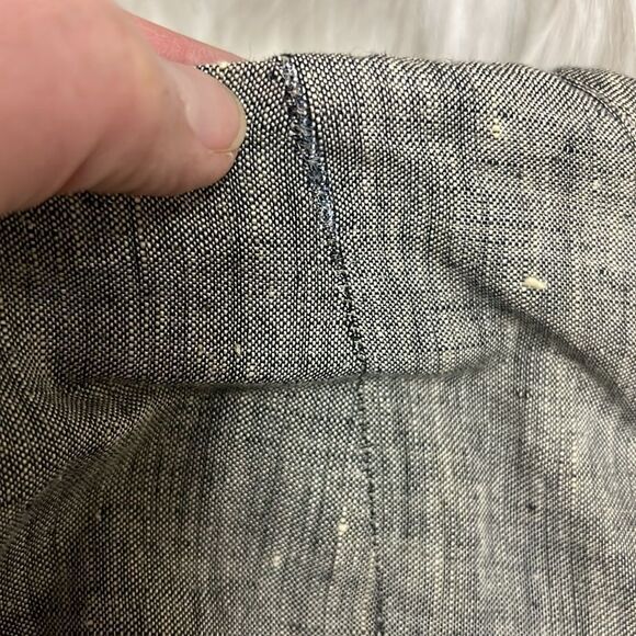 Flax Button Snap Black Tweed Linen Shirt C14 - Picture 10 of 11